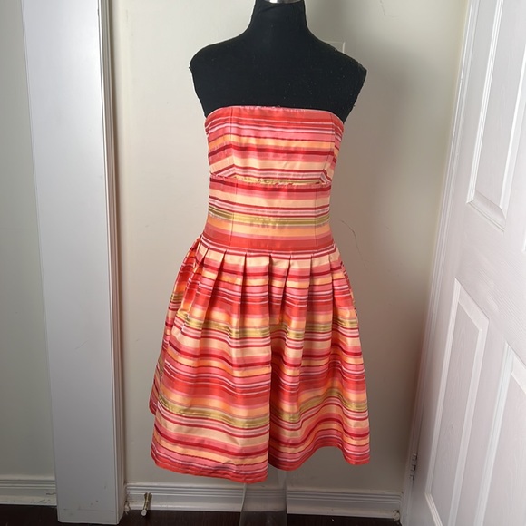 Talbots Stripes Fit Flare Strapless Tube Dress Size 6 - Picture 3 of 7